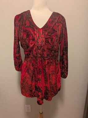Red & Black Crushed Velvet APT.9 Womens XL blouse Goth Romantic boho
